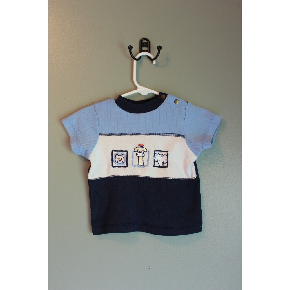 My Pal Boys Vintage Shirt 3-6M Embroidered Animal Chest Design Infant Top